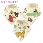 3 Layers Cotton Fleece Waterproof With Custom Pattern Printed Baby Bib Bandana Bibs