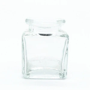 30ml 35ml square shape small clear empty  saffron glass packing jar with cork stopper