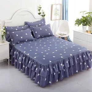 3pcs set Bedding Bed Skirt Wedding Bedspread Bed Sheet Mattress Cover Full Twin Queen King Size Bedsheets