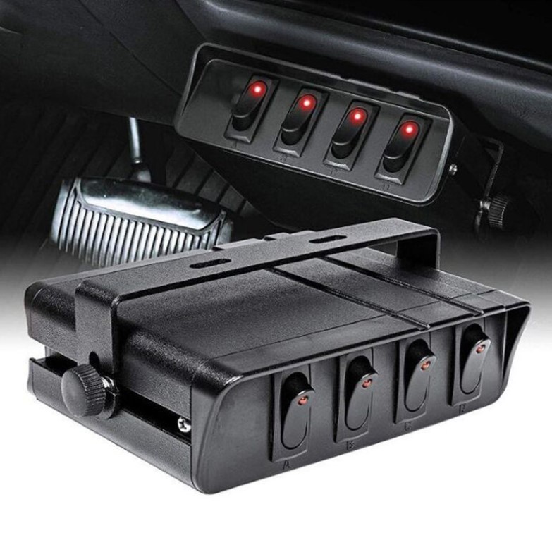 4 Gang LED Store 12V Rocker Switch Box On Off Toggle Panel for Marine Boat Truck