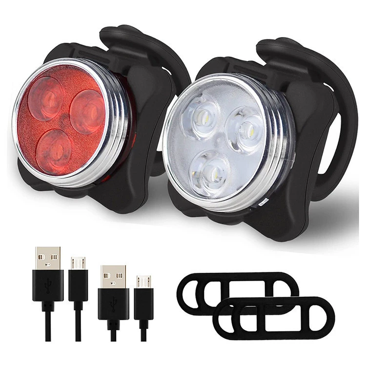 4 Light Mode Front Headlight Rear LED Bicycle Lights USB Rechargeable Bike Light