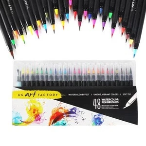 48 Assorted Colors Watercolor Soft Brush Pen, Flexible Tip Painting Brush, Water Coloring Marker Pen