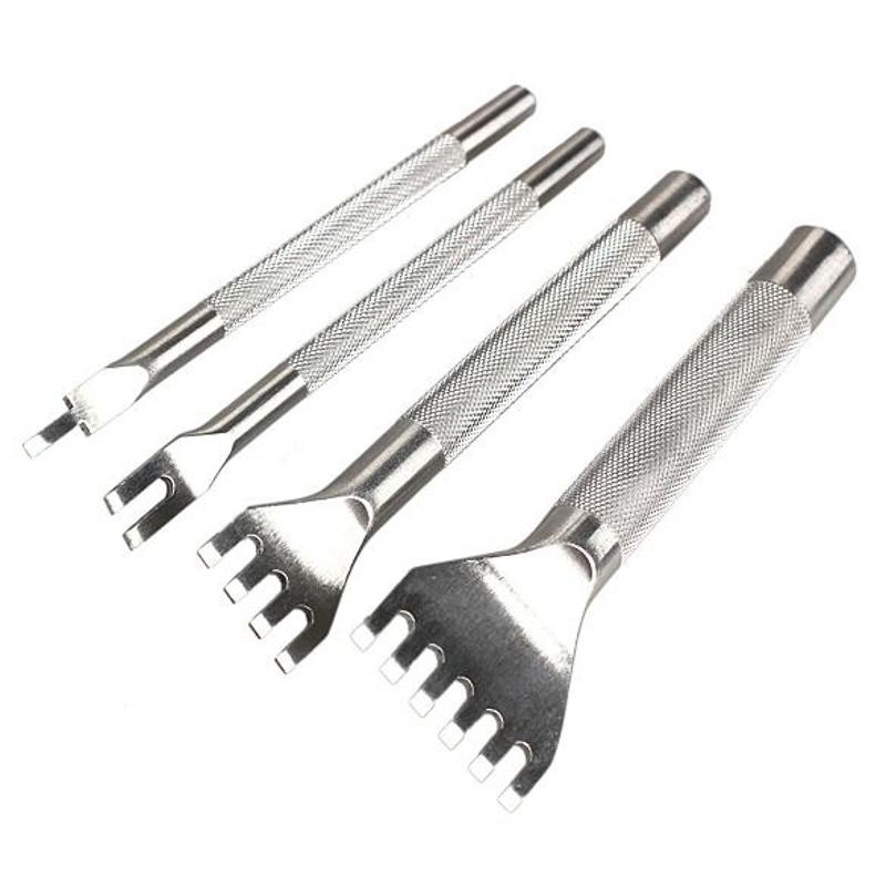 4Pcs Leather Hole Punch Chisel Leather Craft Stitching Tools