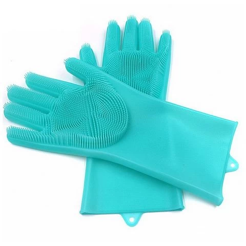 56 1pair Non-slip Silicone Dishwashing Gloves Waterproof Kitchen Scrubbing Insulation Magical Housework Cleaning Gloves
