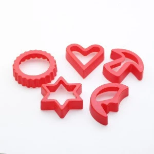 5pcs pp kitchen tool heart star moon mini manual press plastic vegetable cookie stamp cutter