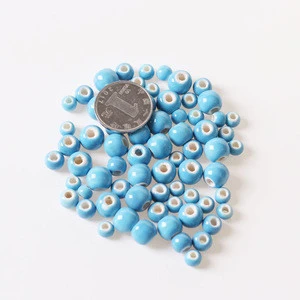 6-10mm Sky blue beaded jewelry have hole ceramic beads loose bead