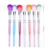 7 color Long handle with diamond nail dust brush cleaning nail brush