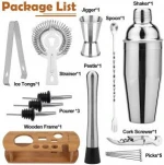 750mL Stainless Steel Cocktail Bartender Shaker Set with Stand,Bar Tool Set with Stand