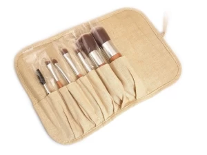 7PCS Travel Makeup Brush Set with Linen Bag