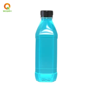 8oz 12oz Round Square Empty PET Plastic Bottle  French Square Juice Bottles with Logo Printing Lid