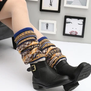 A1583  Wholesale Warmer Leg Guard Stocking Crochet Winter Thick Long Wool Heap Socks Stripe Over Knee Knitted Stockings