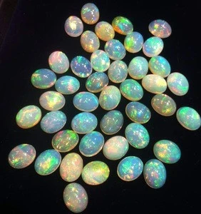 AAAA Quality Natural White Ethiopian Opal Cabochon With Multi Fire Loose Gemstone