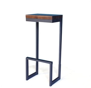 Acacia Wooden Square Top And Iron Base Black Powder Coated Frame Bar Table Counter Stool