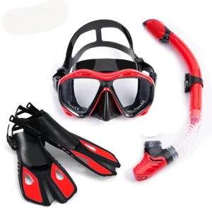 Adults High Quality Dry Top Anti Fog Snorkel Scuba Snorkel Tube Diving Mask Swimming Goggles Diving Fins Set