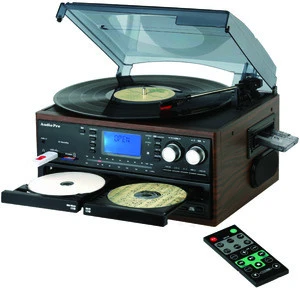 ALL IN ONE DOUBLE CD USB RERCORDING TURNTABLE PLAYER WITH CASSETTE RADIO