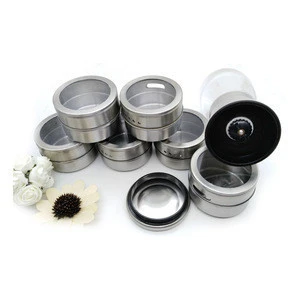 Amazion High Quality 6pcs Magnetic Spice Jars set with Grinder