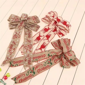 Amazon Ebay Wish Lazada Shopee Hot Sale 2m Wired Burlap Christmas Ribbon, Natural Jute Gift Wrapping Ribbon Wreath Bows Trims