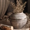 antique metal handmade clay Textured rustic ceramic pottery vintage home decoration farmhouse retro terracotta vase