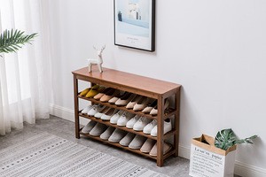 Bamboo shoe rack with 4 layers
