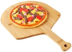 Bamboo Wooden 45*29*1cm Pizza Peel Set with Pizza Stone D30.5X1cm and Pizza Cutter Wheel Serving set and Baking set
