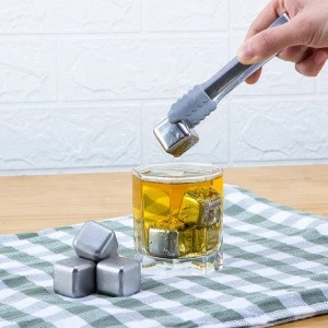 bar accessories ice cubes reusable stainless steel whiskey stones steel for party