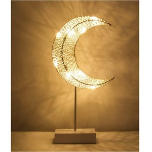 Battery Powered Bedside Christmas LED Decorative Lamp Winding Iron Frame Warm White Bright Light Table Lamp