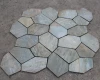 Beige slate paving stone interlocking paver mat