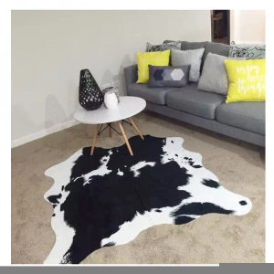 Best selling home decor imitation fur carpet anti slip base eco-friendly brown cow hide area rug