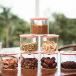 BFA free and safe food clear glass airtight storage container round storage box food storage container airtight