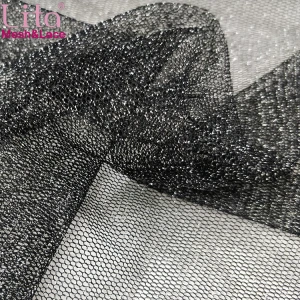 Lita J002240-1# 100% nylon hexagonal mesh fabric with silver glitter yarn good quality shinning net fabric
