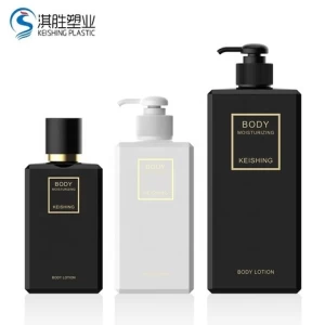 Black Square Shampoo And Conditioner Bottles 200ml 400ml 500ml PETG Plastic Body Lotion Pump Bottle With Dispenser Pump