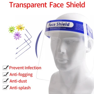 blue Color Safety Face Shield mask PET material Transparent Full Face Protective shield face Facial Cover