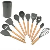 BPA FREE 12 Pcs Wooden Handle Silicone Kitchen Utensil Set Cooking With Non Toxic