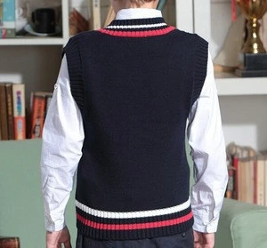 branded western style sleeveless cable knitted primary school sweater uniforms