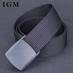 Breathable Nylon Canvas Military Tactical Men Waist Belt With Smooth Plastic Buckle