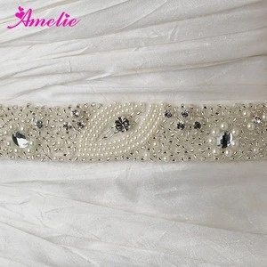 Bridal Beaded Sash Belt Pearl And Rhinestone Accessories Wedding Belts For Party