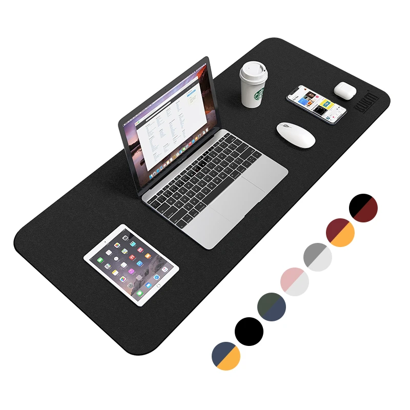 BUBM Custom Colorful Black Double Sided Anti-slip Suede Fake PU Leather Office Keyboard and Mouse Mat Computer Laptop Desk Pad