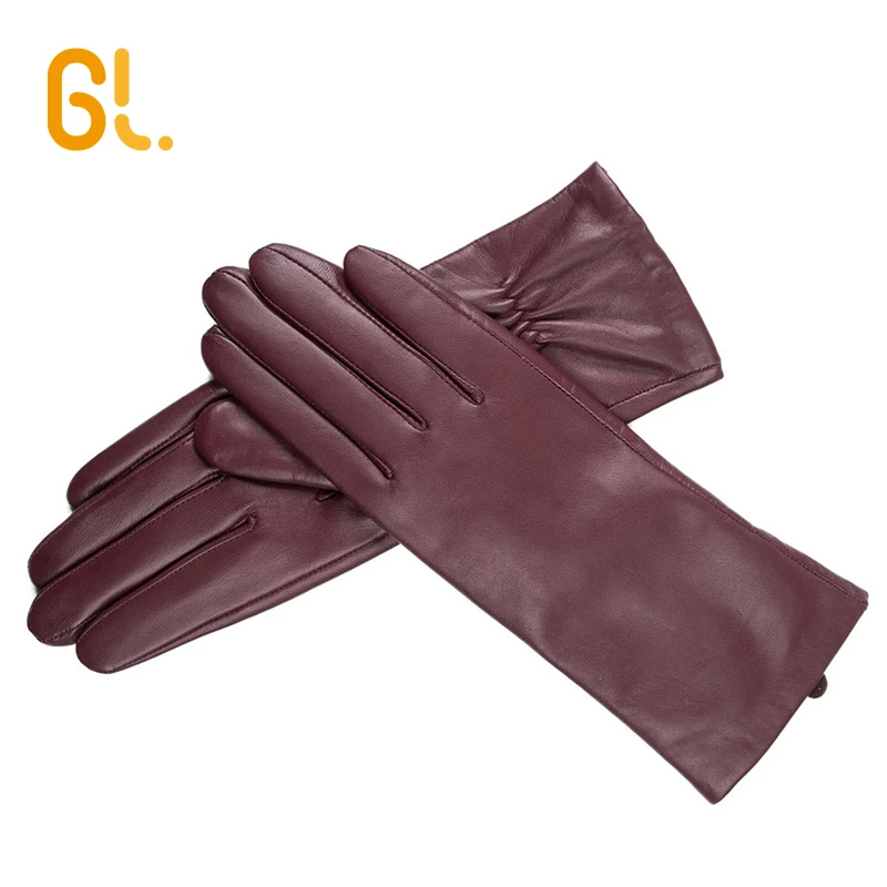 BW102-W  Ladies Touch Screen Thin  Genuine Lambskin Winter Warm Driving Leather Dress Women Sheepskin Gloves