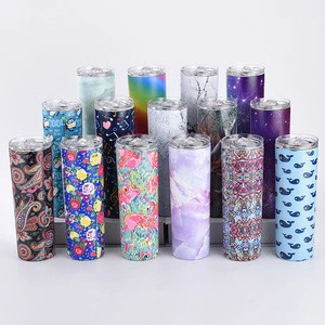 Car Holder Christmas Promotional Gift 20 Ounce Stainless Steel Skinny Insulated Tumbler with Lid and Straw