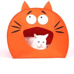 Cartoon design pet cave felt Animal shaped design pet house Multi-style portable felt cat house