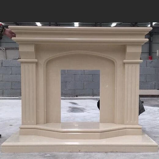 Carved White Natural Stone Marble Fireplace Mantle