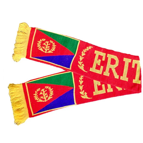 Cheap Acrylic Knit Sports Fan Eritrea Flag Scarf