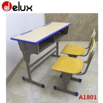 cheap adjustable double student desk chair connected school table set A1801