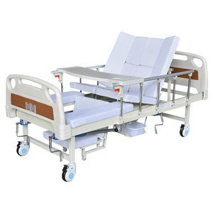 Cheap price patient aluminum alloy 3 crank manual hospital medical equipment bed with toilet for sale