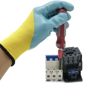 Cheap Protective Working Gloves  13G Polyester Nitrile Gloves Guantes de Trabajo Safe Hand Gloves
