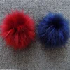 Cheaper faux fur raccoon fur pom poms with snap for hat
