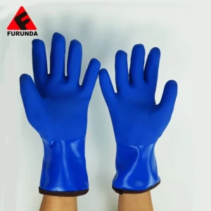 Chemical Industrial  PVC Oil Resistant Work Gloves 27cm 35cm For Winter
