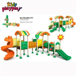 Children happy playground, amusement plastic slide playhouse
