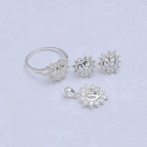 china supplier wholesale 925 silver jewelry set heart shape Chinese joyas arabia number style
