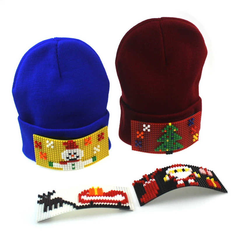Christmas DIY knitted hat children&#x27;s intellectual building blocks puzzle woolen hat autumn and winter hat
